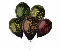 Balony Gemar 13", premium hel marble, czarne, kolorowe nadruki, 5szt. KK