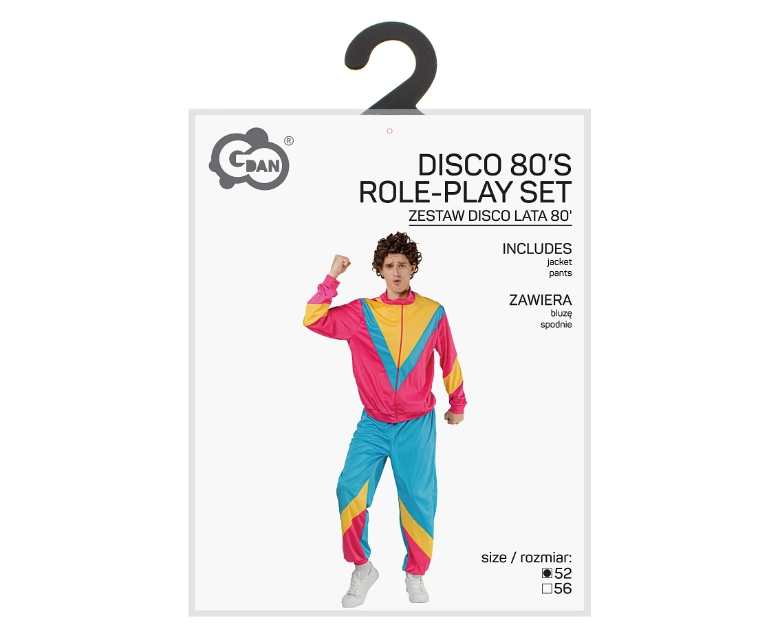 Zestaw dla mężczyzn Disco Lata 80' (bluza, spodnie), rozm. 52