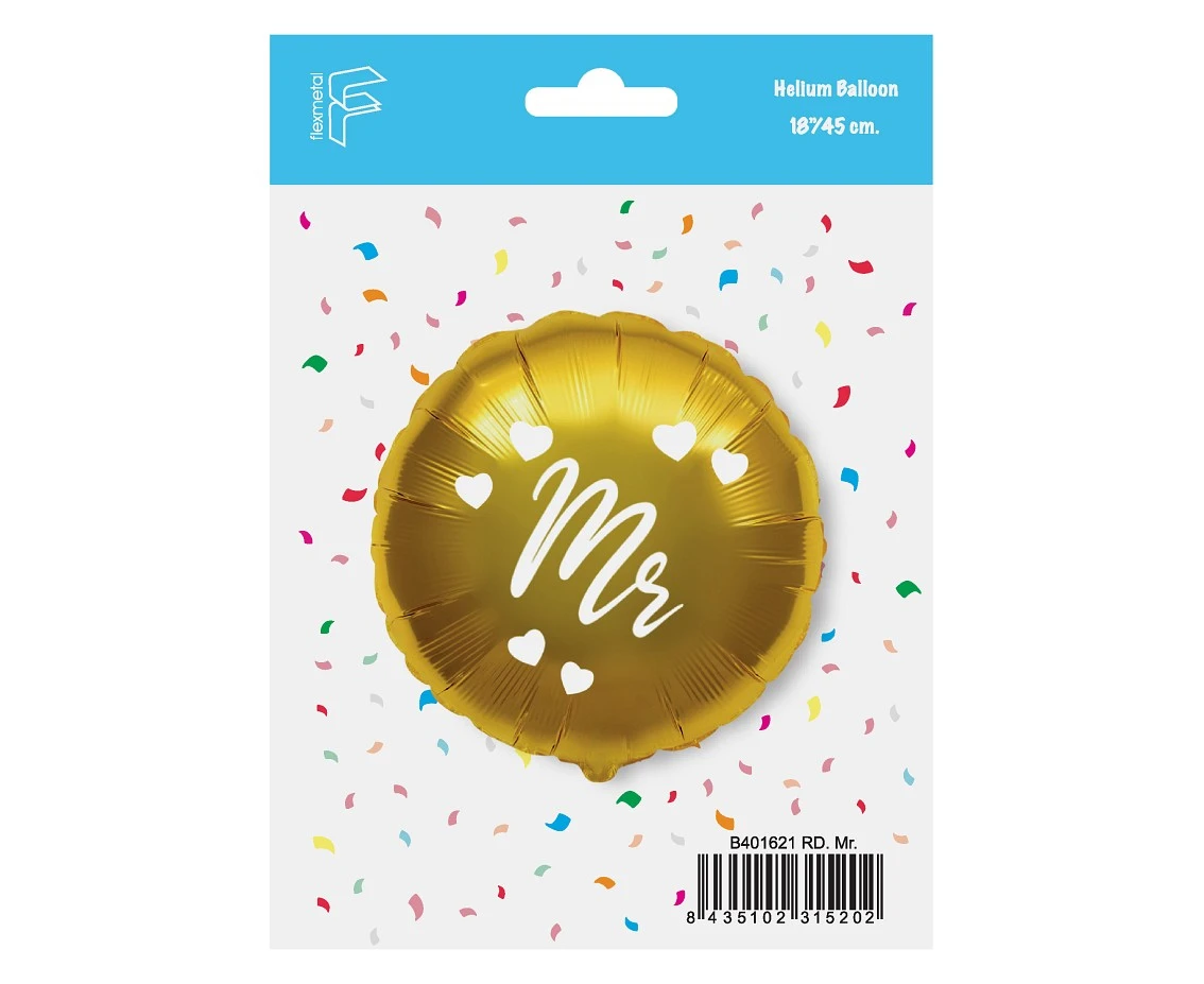 Balon foliowy 18" FX - Mr, złoty, pakowany KK