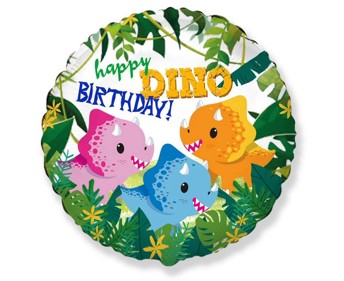 Balon foliowy 18" FX - Happy Birthday - Dino, pakowany KK