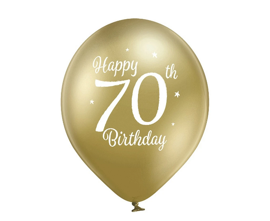 Balony D11 70th Birthday Mix 3, 1C2S, 6 szt.