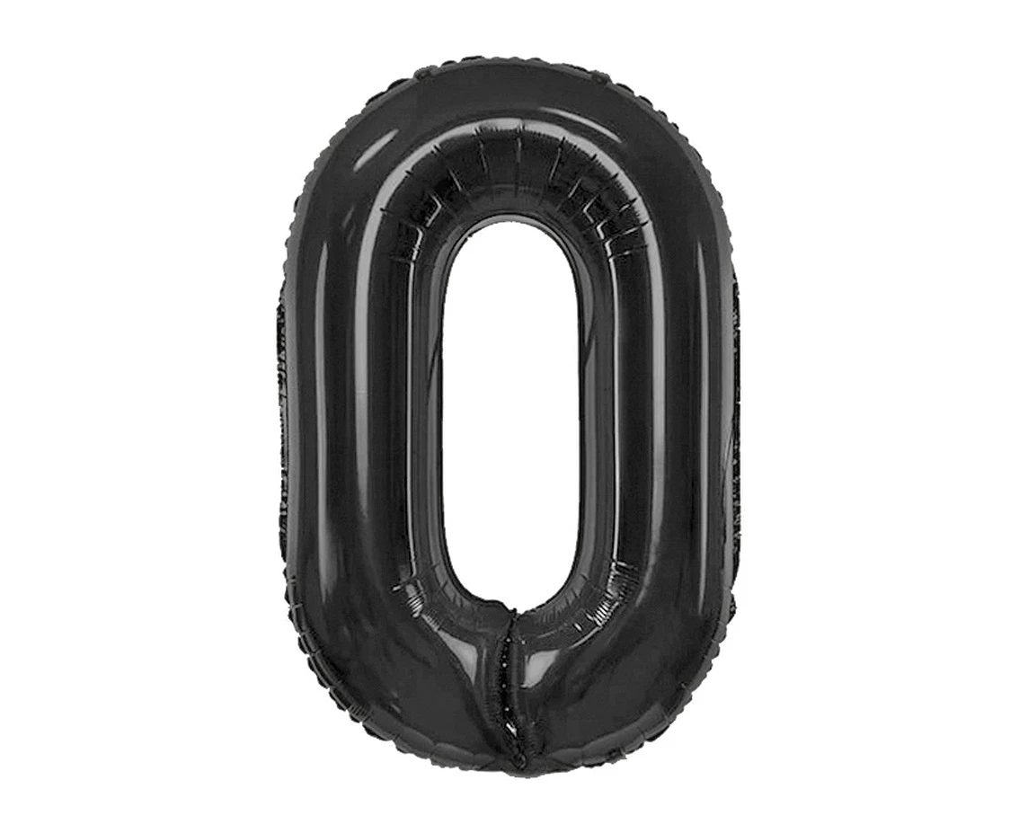 Balon foliowy B&C, cyfra 0, matowa czarna, 85 cm