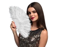 Wachlarz Flapper, biały, 23 cm