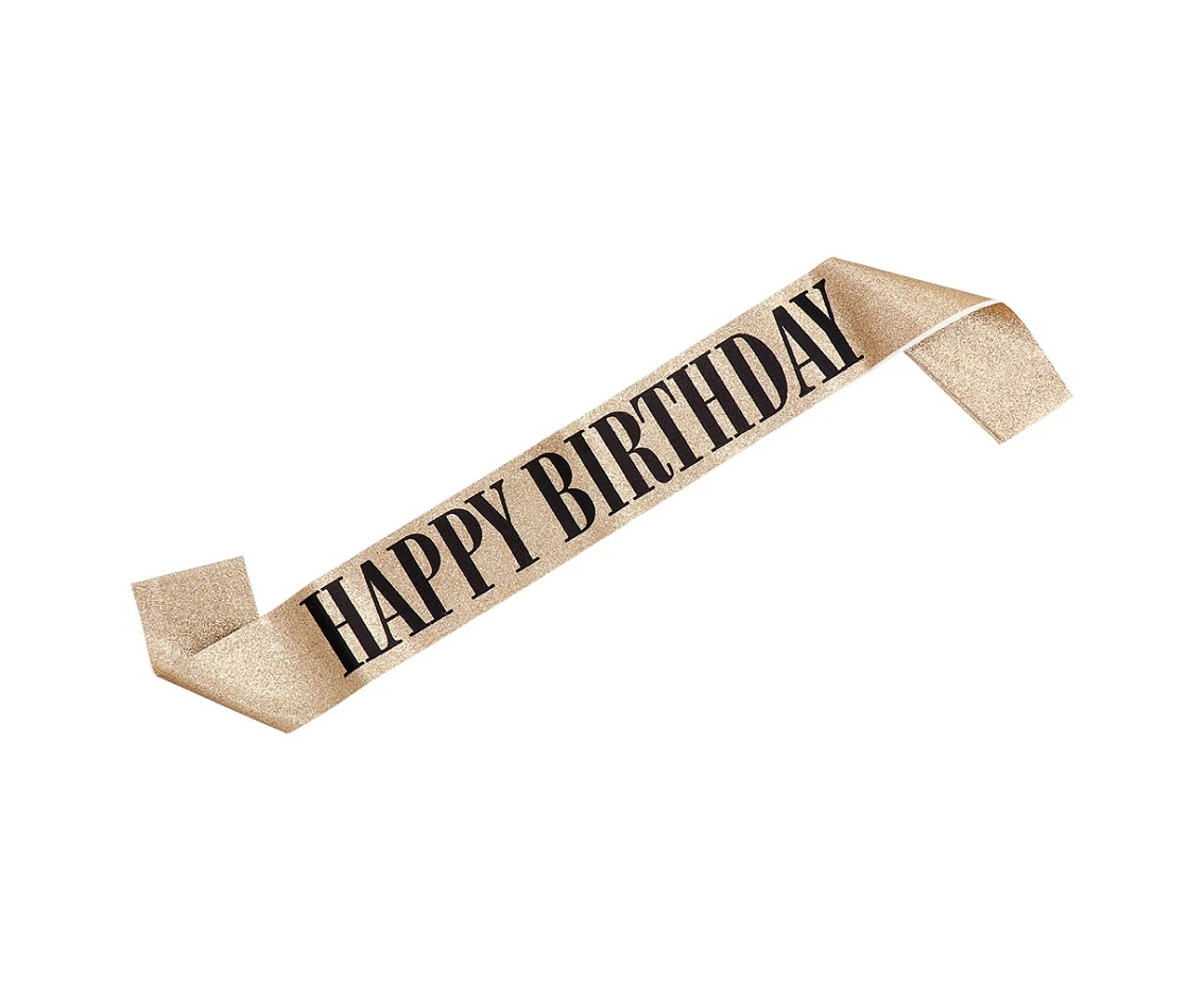 Szarfa "Happy Birthday", złota