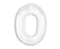 Balon foliowy B&C, cyfra 0, biała, 92 cm KK (na powietrze)