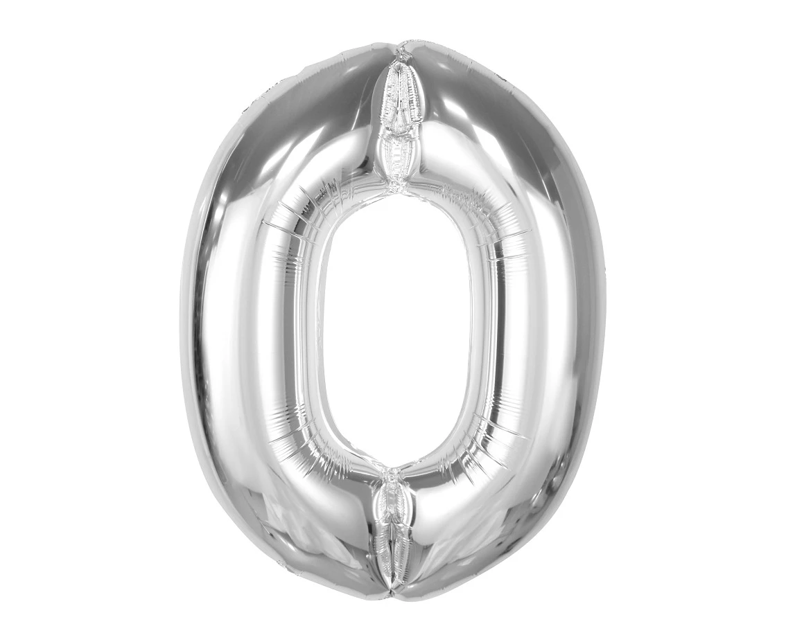 Balon foliowy Smart, cyfra 0, srebrna, 92 cm KK