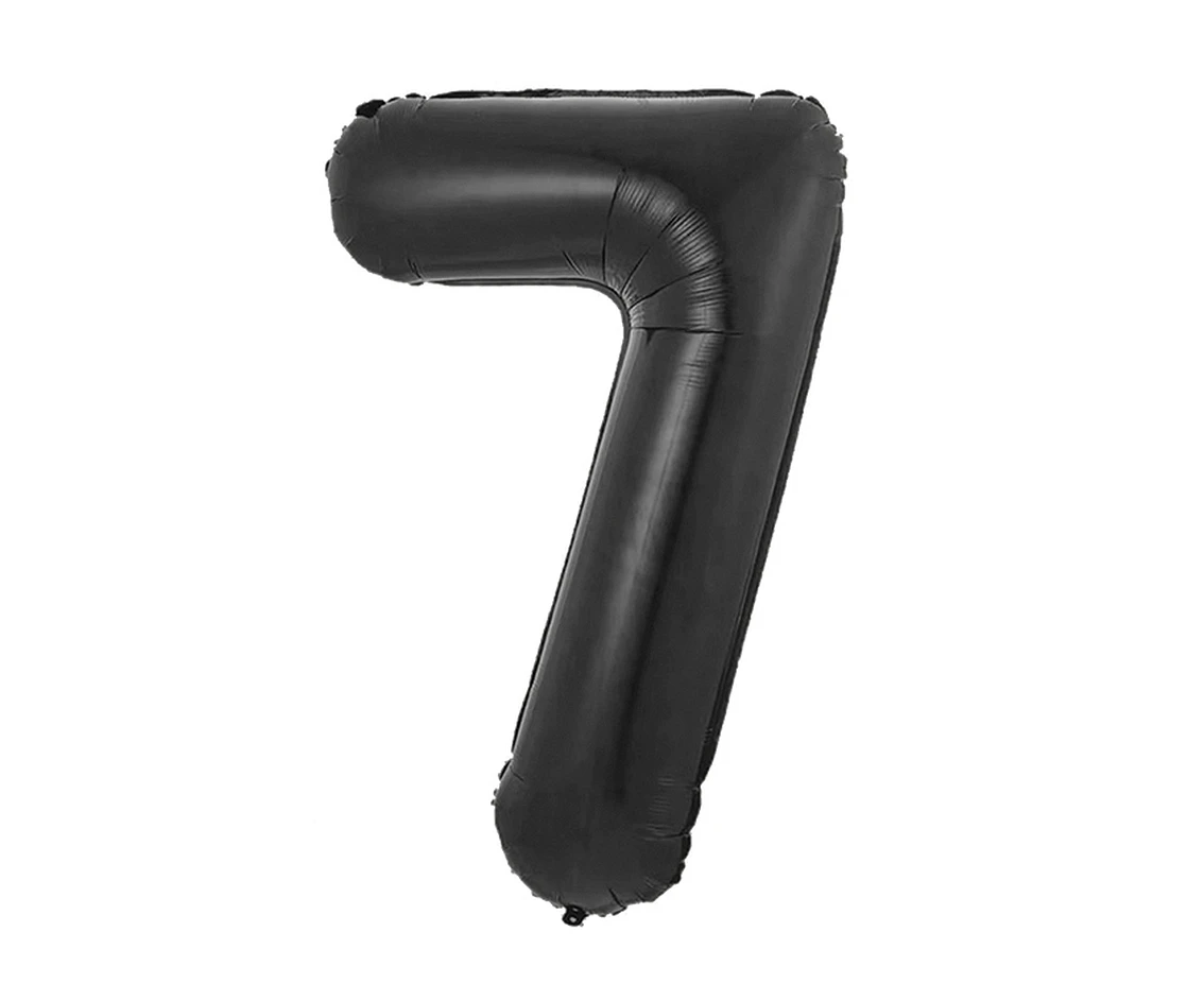 Balon foliowy B&C, cyfra 7, matowa czarna, 85 cm