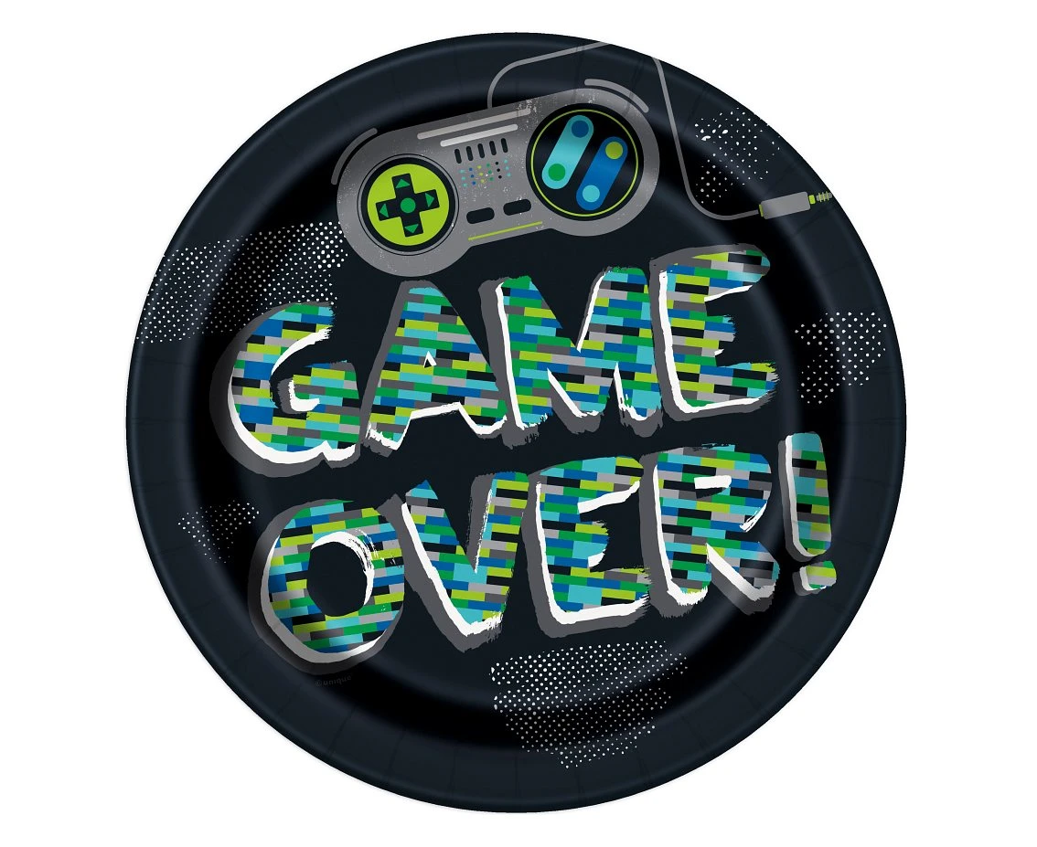 Talerzyki papierowe GAME OVER 9", 8 szt.