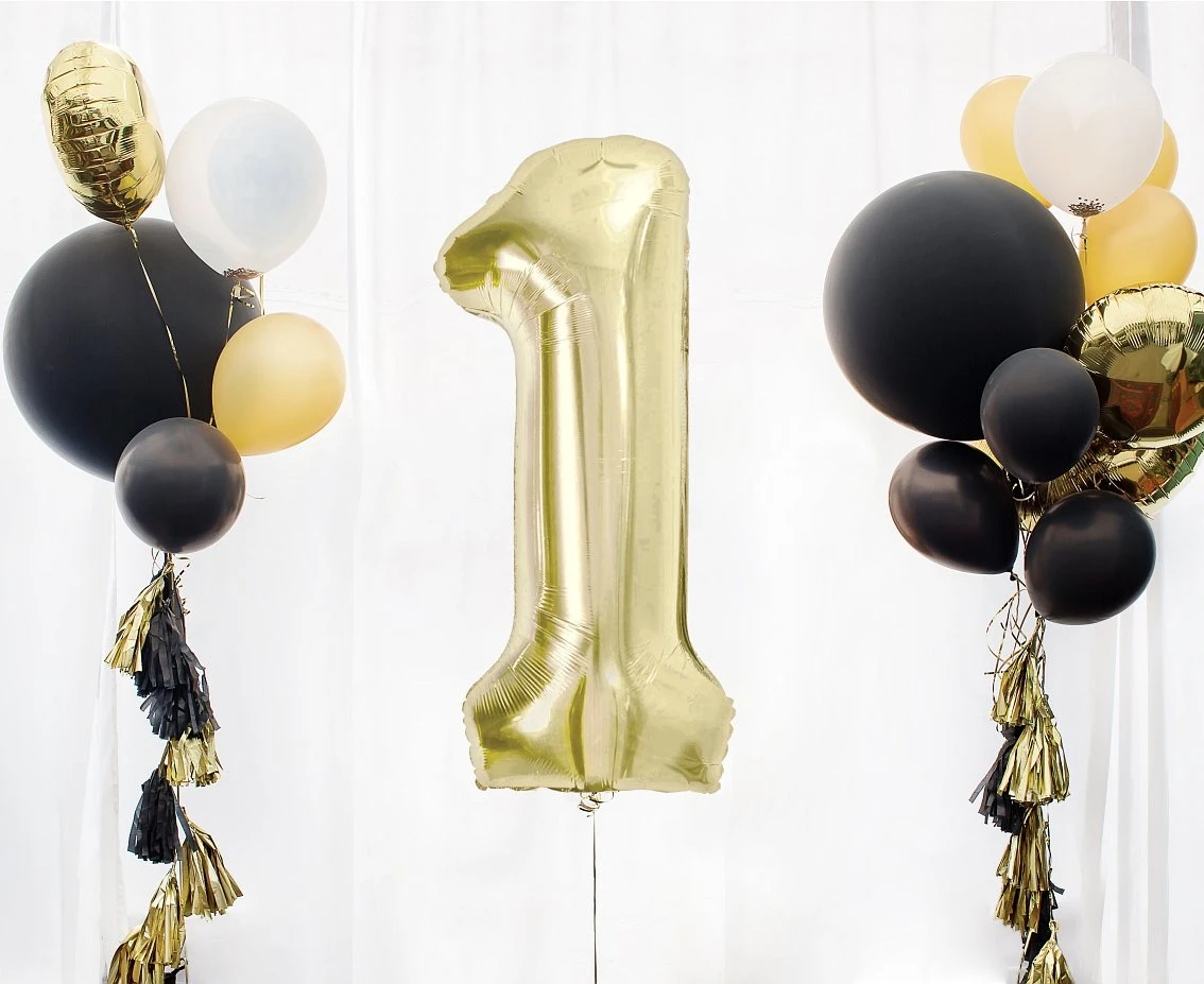 Balon foliowy B&C, cyfra 1, szampańska, 85 cm AA