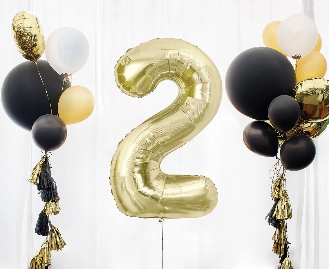 Balon foliowy B&C, cyfra 2, szampańska, 85 cm AA