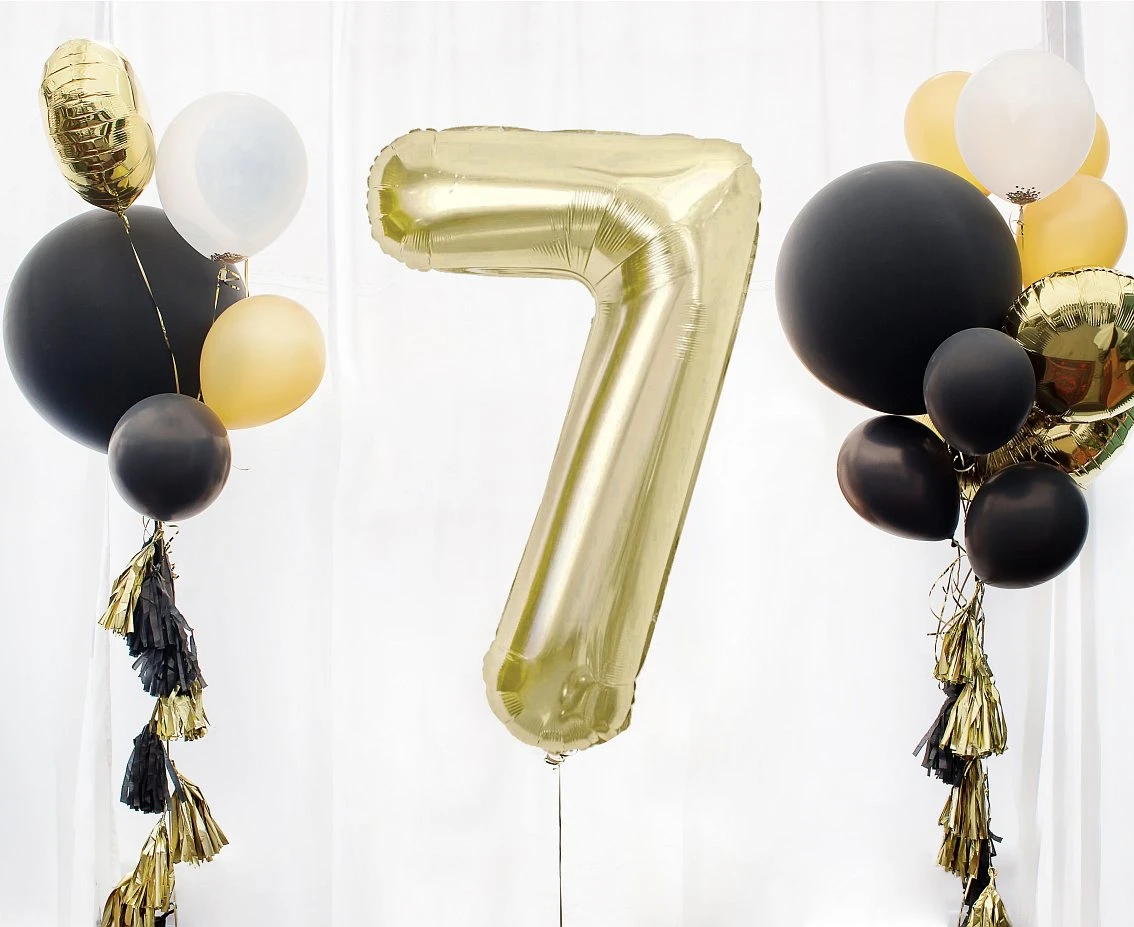 Balon foliowy B&C, cyfra 7, szampańska, 85 cm AA