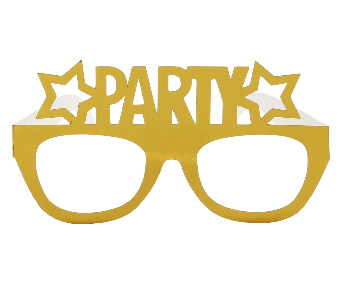 Zestaw 6 okularów pap. Party  złote/srebrne/czarne