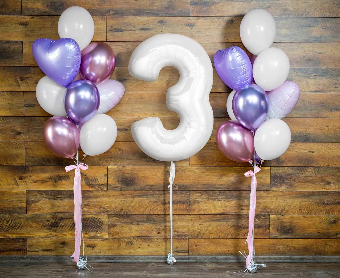 Balon foliowy B&C, cyfra 3, biała, 92 cm KK (na powietrze)