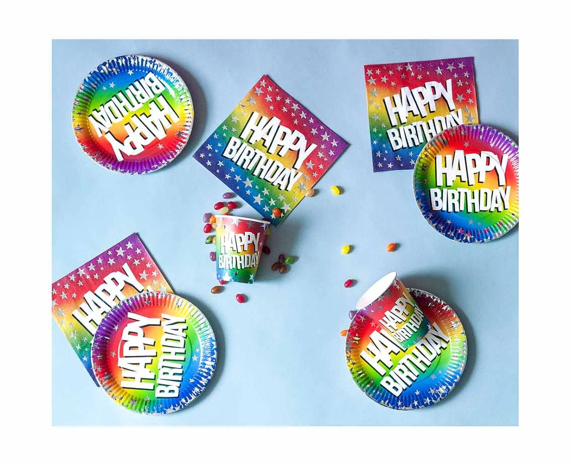 Kubeczki papierowe 'Happy Birthday', 250 ml, 10 szt.