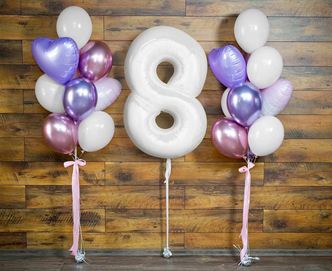 Balon foliowy B&C, cyfra 8, biała, 92 cm KK (na powietrze)