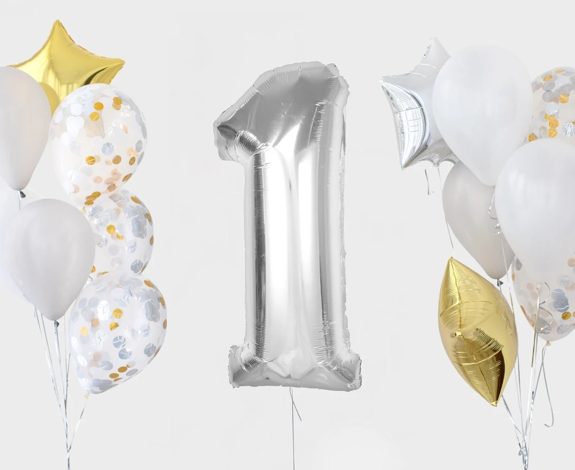 Balon foliowy Smart, cyfra 1, srebrna, 92 cm KK