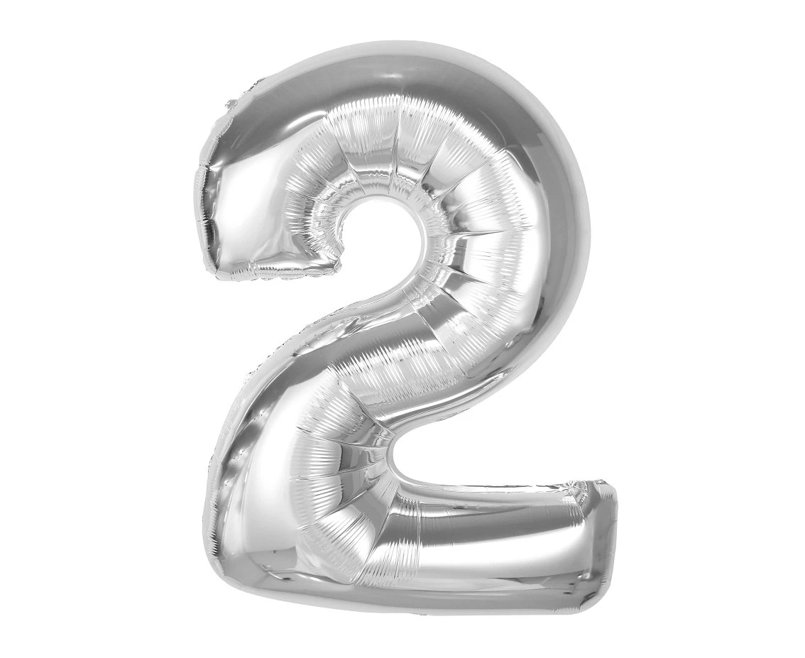 Balon foliowy Smart, cyfra 2, srebrna, 92 cm KK