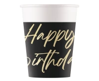 Kubeczki papierowe Elegant Happy Birthday, Decorata, FSC, 200 ml, 8 szt.
