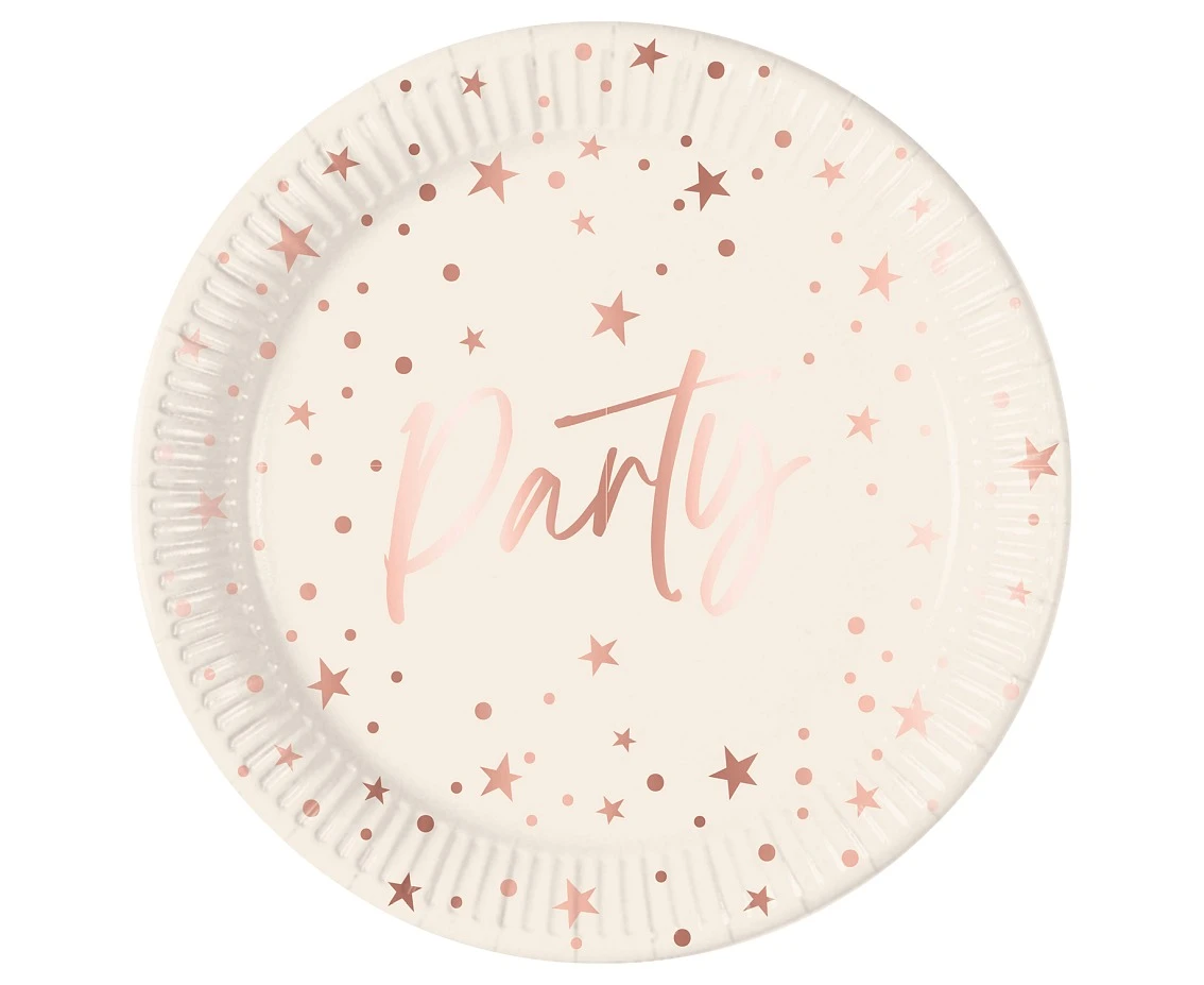 Talerzyki papierowe Rose Gold Party, Decorata, FSC, 23 cm, 8 szt.