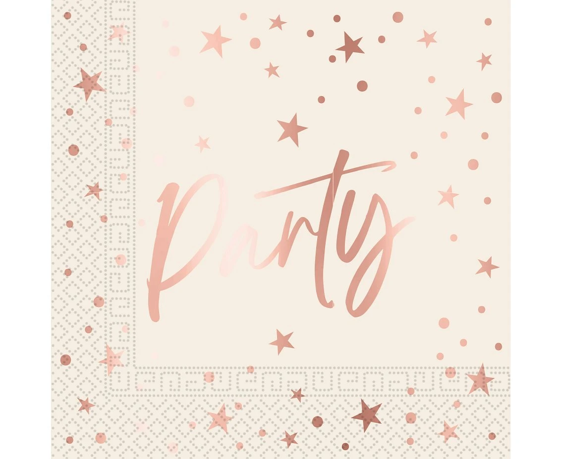 Serwetki papierowe Rose Gold Party, Decorata, FSC, 33x33 cm, 20 szt.