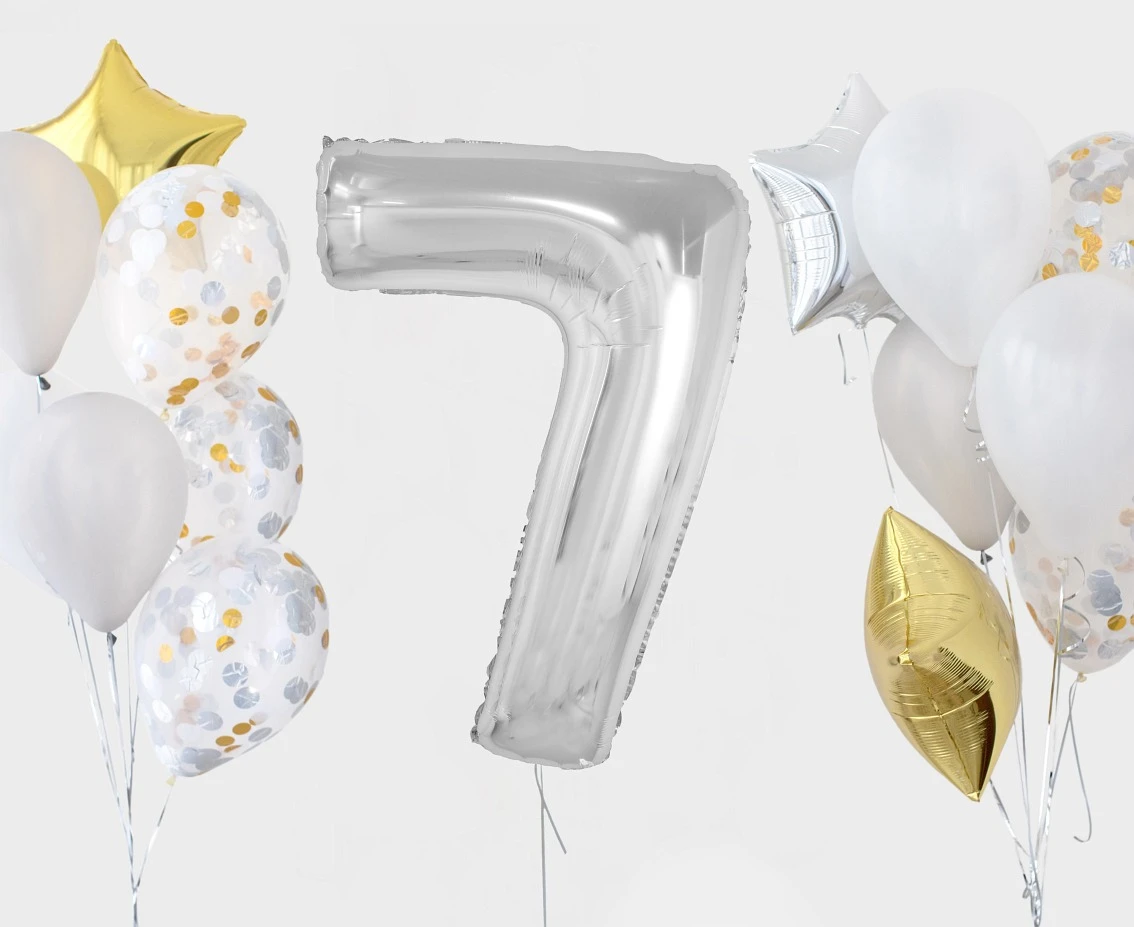 Balon foliowy Smart, cyfra 7, srebrna, 92 cm KK