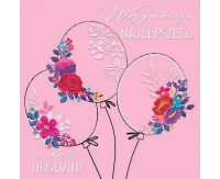 Kartka okolicznościowa KW BALONY GLAMOUR, 1 szt.