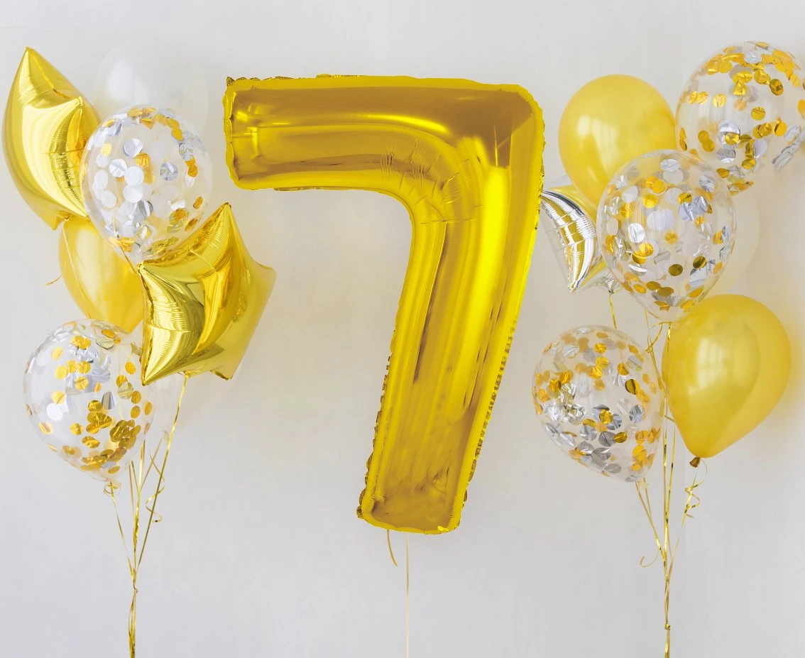 Balon foliowy Smart, cyfra 7, złota, 92 cm KK