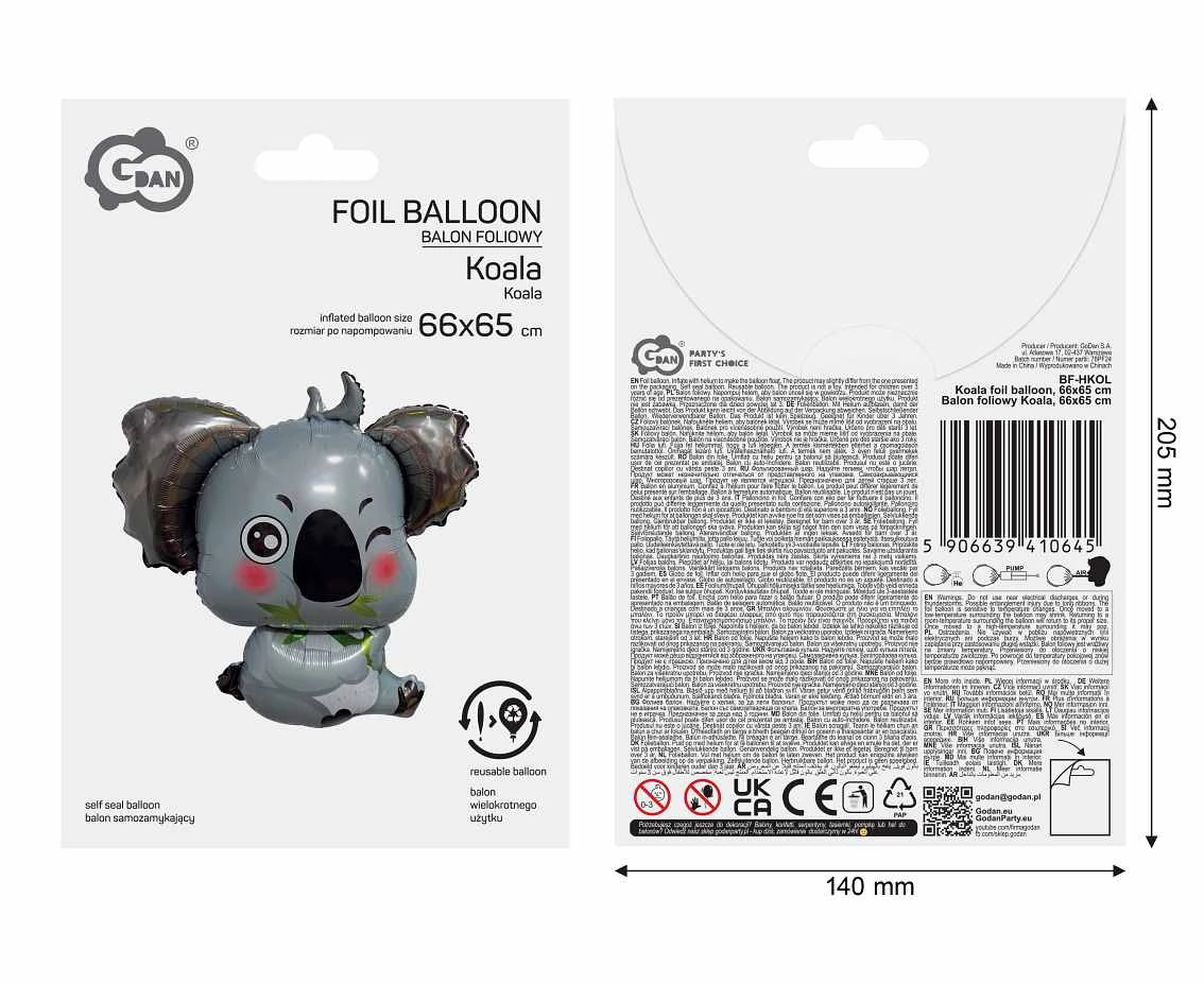 Balon foliowy Koala, 66x65 cm