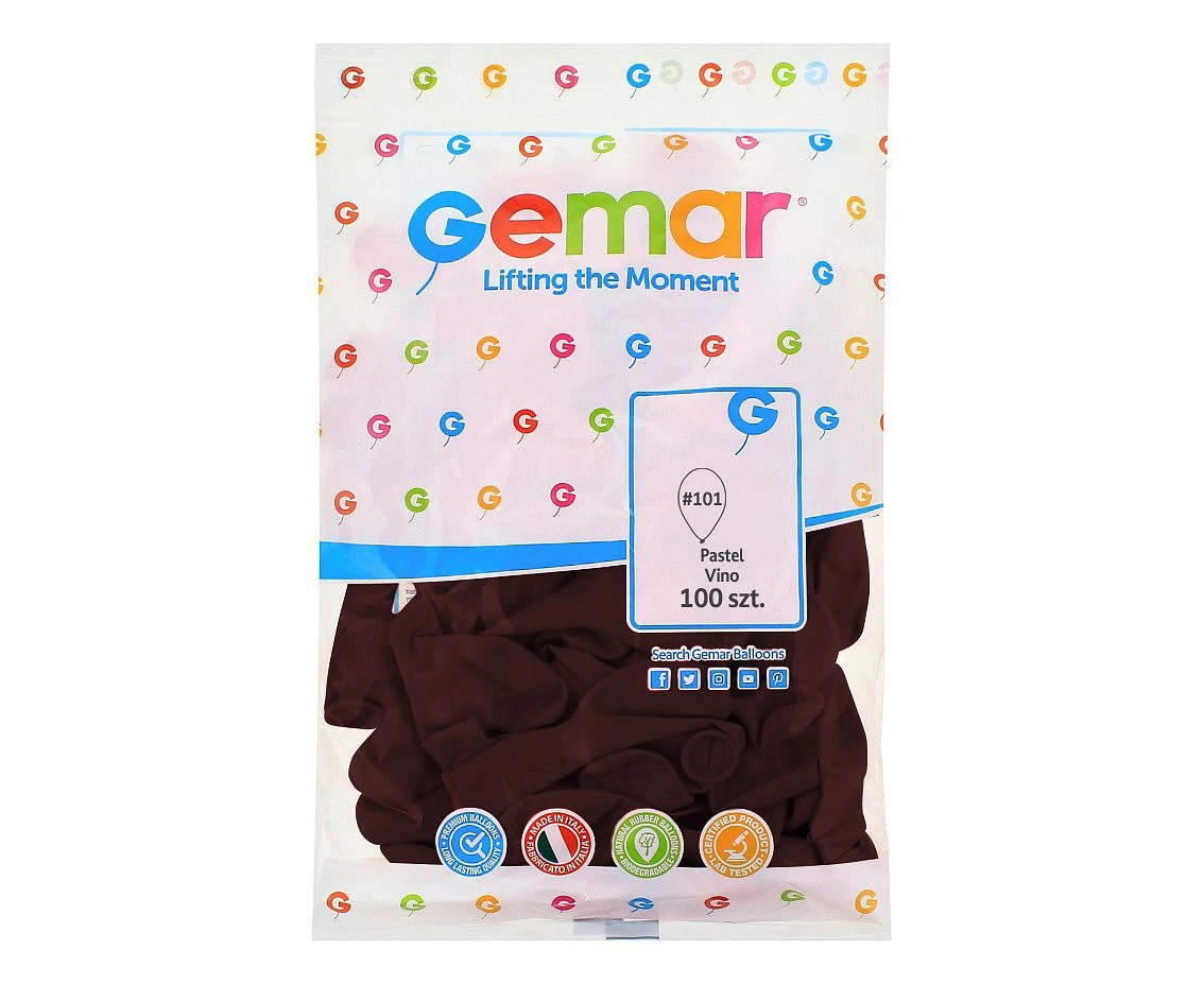 Balony Gemar 10", pastel wino, 100szt.