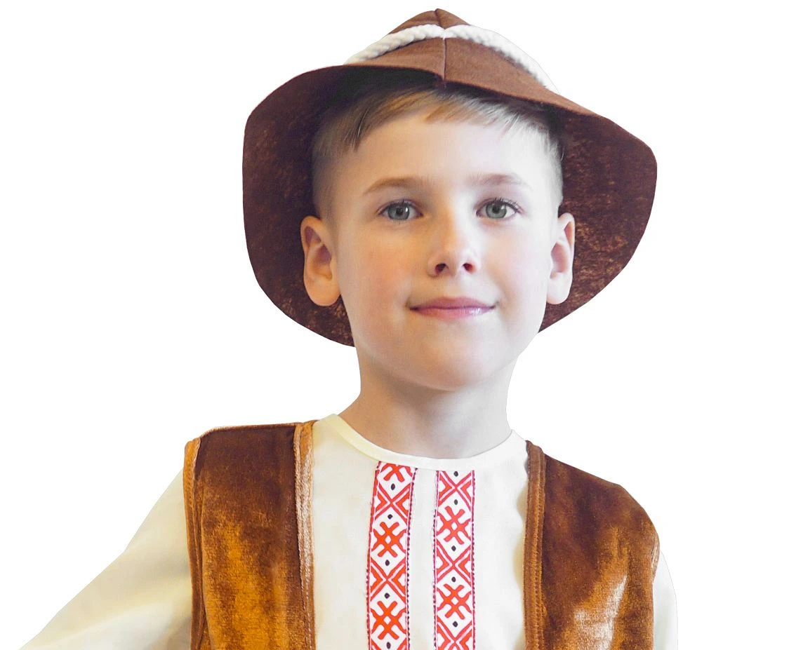 Zestaw Pastuszek (bluzka,spodnie, pasek, kamizelka welurowa, kapelusz), rozm. 95-110 cm KK