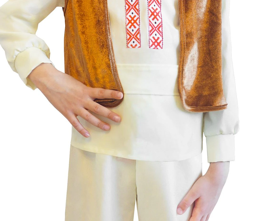 Zestaw Pastuszek (bluzka,spodnie, pasek, kamizelka welurowa, kapelusz), rozm. 95-110 cm KK
