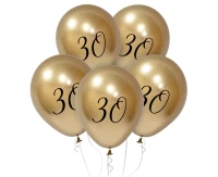 Balony B&C 12",  30. urodziny, platyna jasnozłote, 5szt.