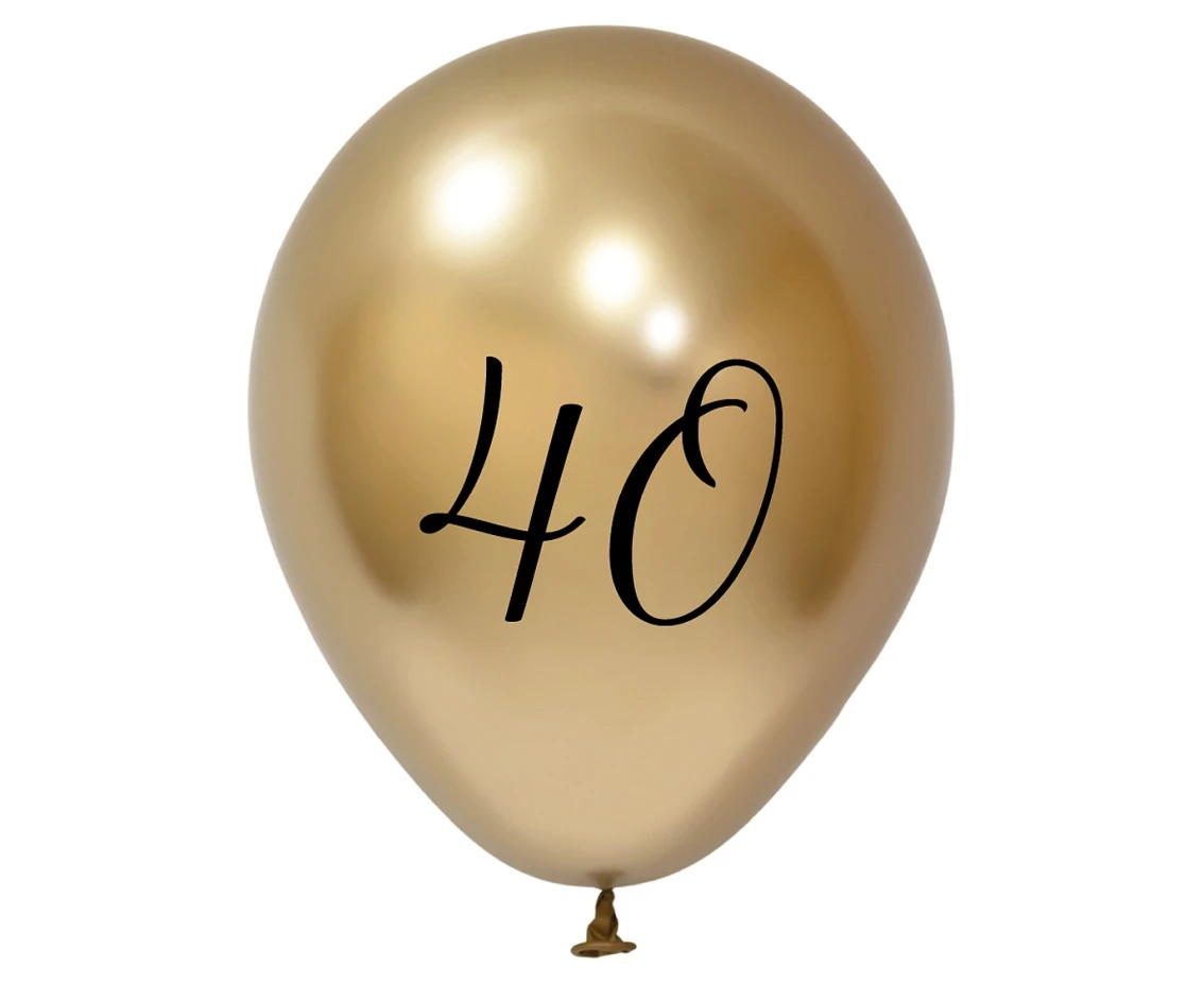 Balony B&C 12",  40. urodziny, platyna jasnozłote, 5szt.