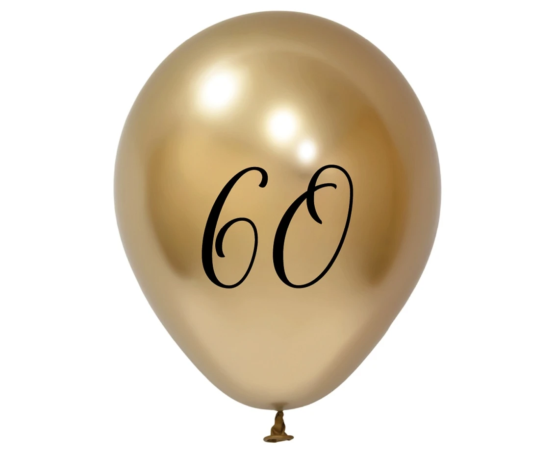 Balony B&C 12",  60. urodziny, platyna jasnozłote, 5szt.