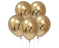 Balony B&C 12",  60. urodziny, platyna jasnozłote, 5szt.