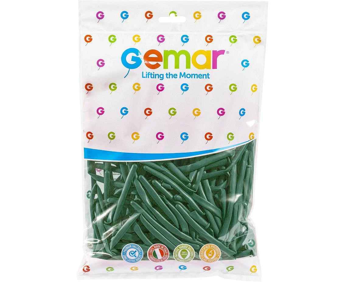 Balony Gemar, rurki włoskie szmaragdowe zielone (butelkowe), 100szt.