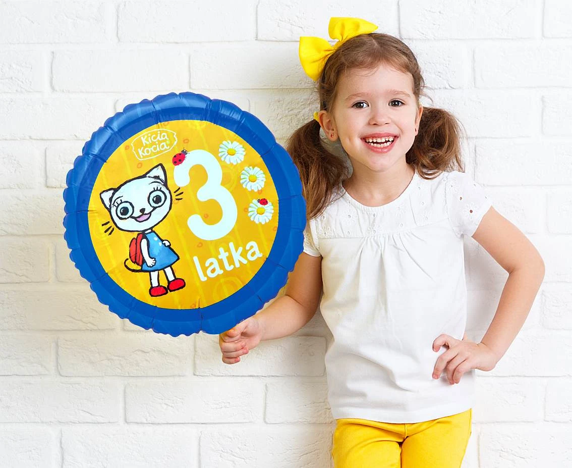 Balon foliowy Kicia Kocia - 3 Latka, 18 cali