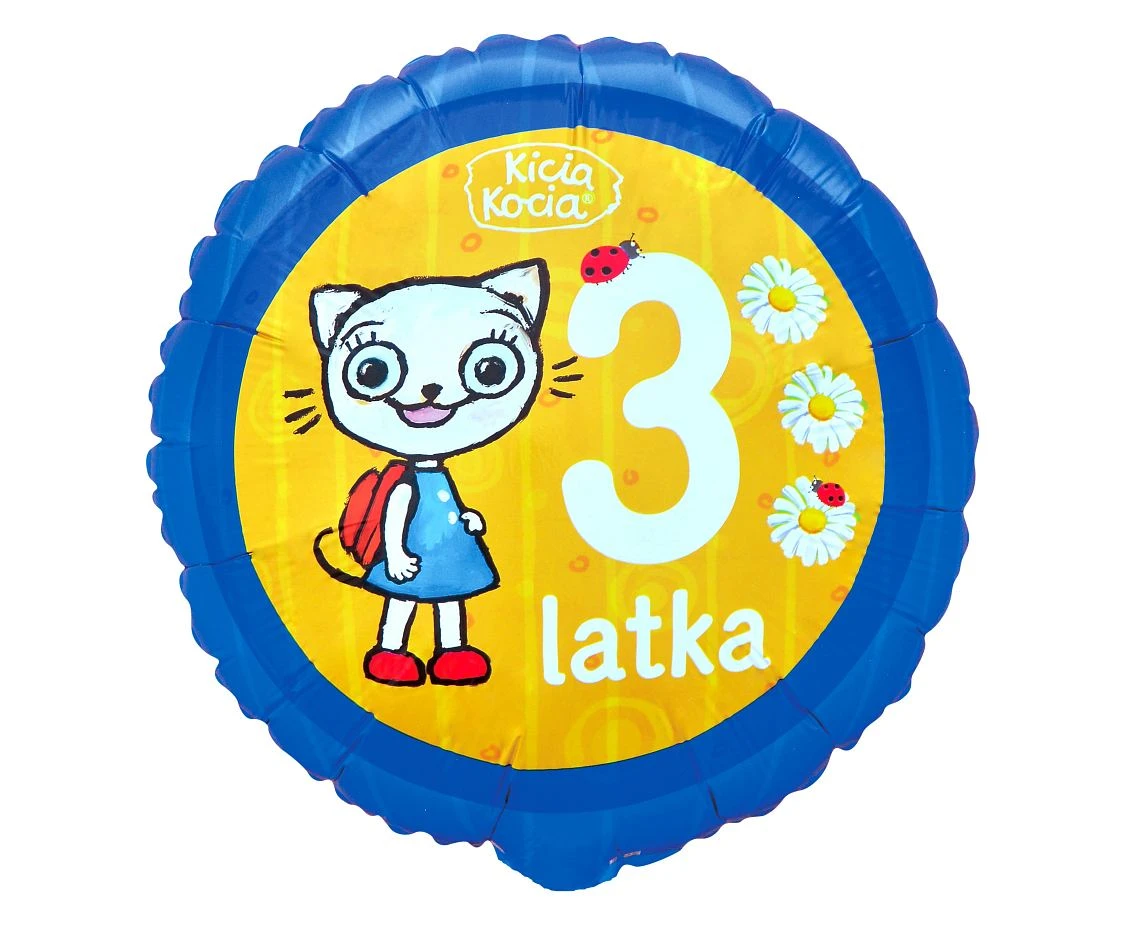 Balon foliowy Kicia Kocia - 3 Latka, 18 cali