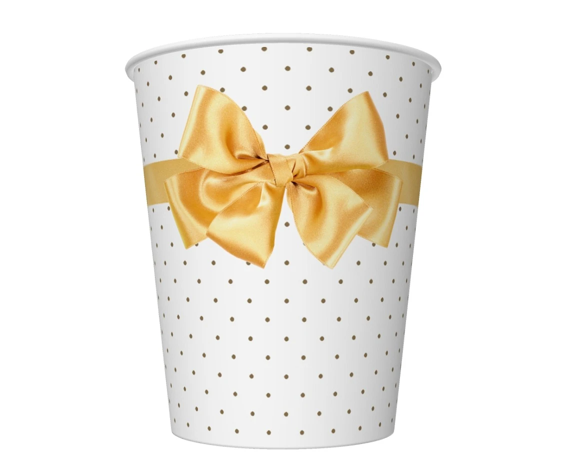 Kubeczki pap. Golden Bow Elegance, 250 ml, 8 szt.
