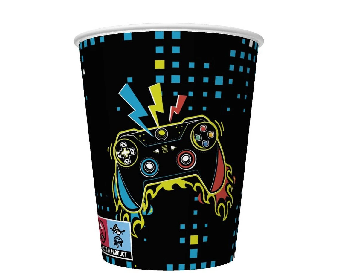 Kubeczki pap. Play Joystick Pad, 250 ml, 8 szt.