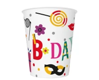 Kubeczki pap. Funny B-day, 250 ml, 8 szt.