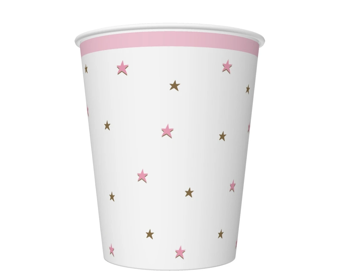 Kubeczki pap. Baby Shower Pink, 250 ml, 8 szt.