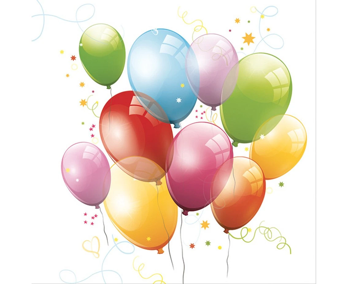 Serwetki pap. Birthday Balloons, 33x33 cm