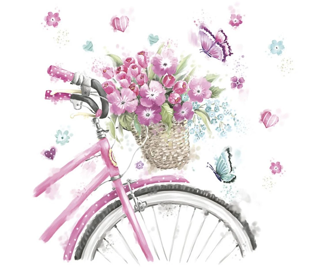 Serwetki pap. Pink Bicycle with Basket, 33x33 cm, 20 szt.