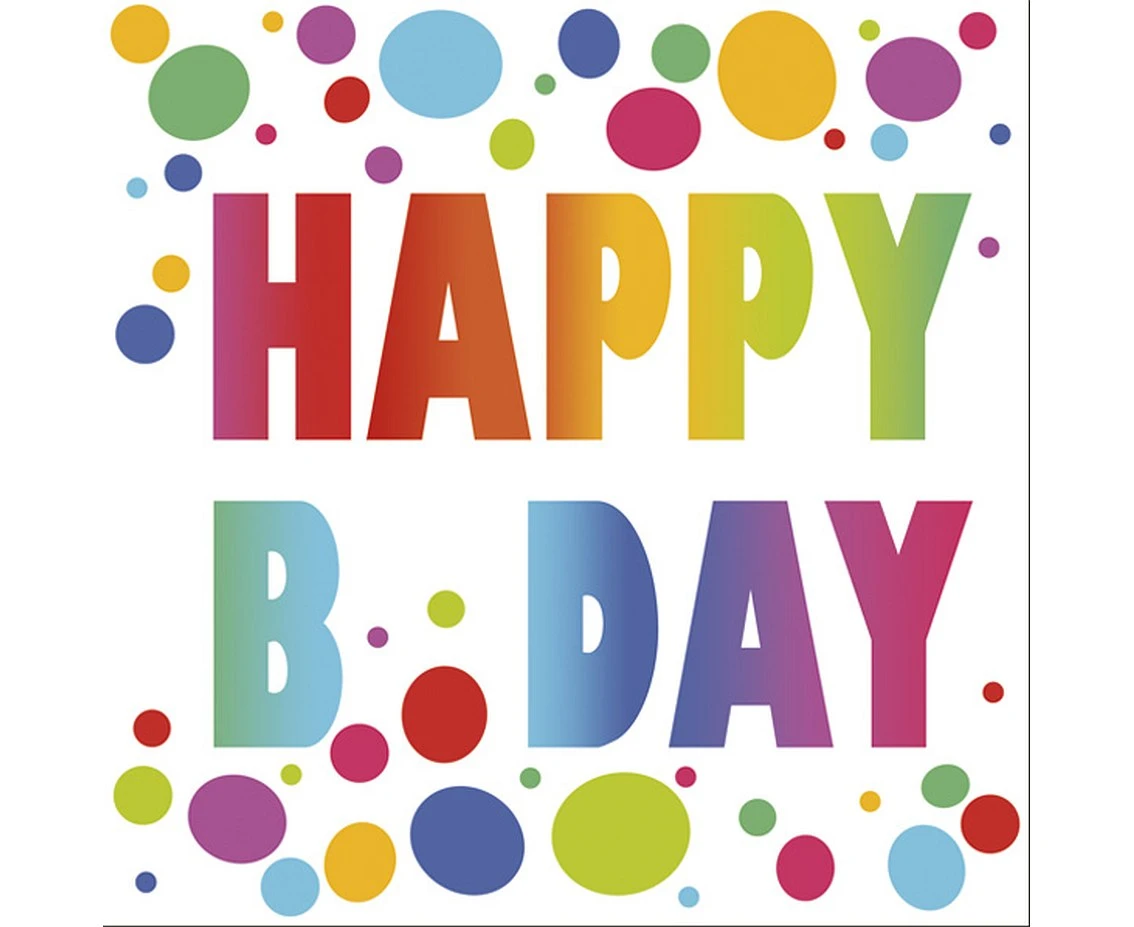 Serwetki pap. Happy B’Day Dots, 33x33 cm, 20szt