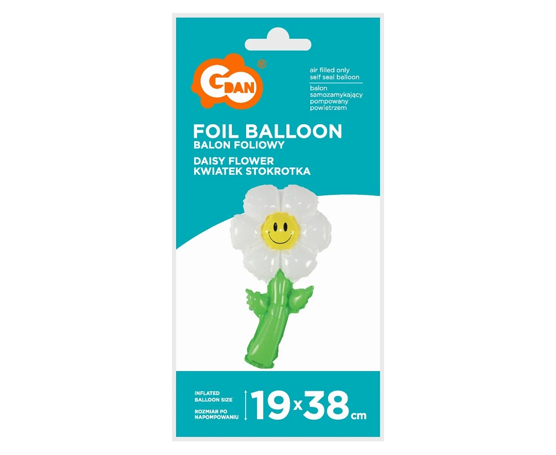 Balon foliowy 15" Kwiatek Stokrotka, 19x38 cm