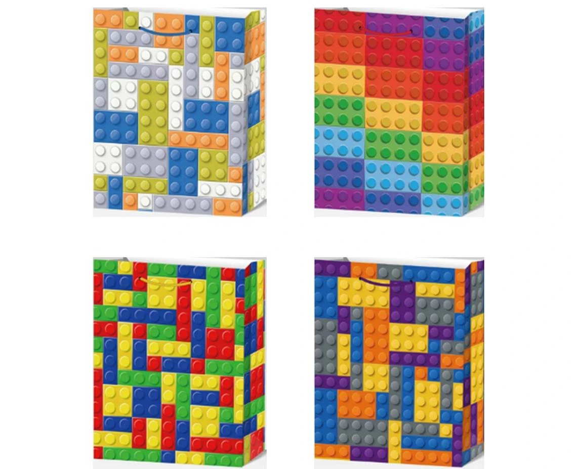 Torebka prezentowa Klocki 32x26x16 cm, 1 szt. (szerokie dno)
