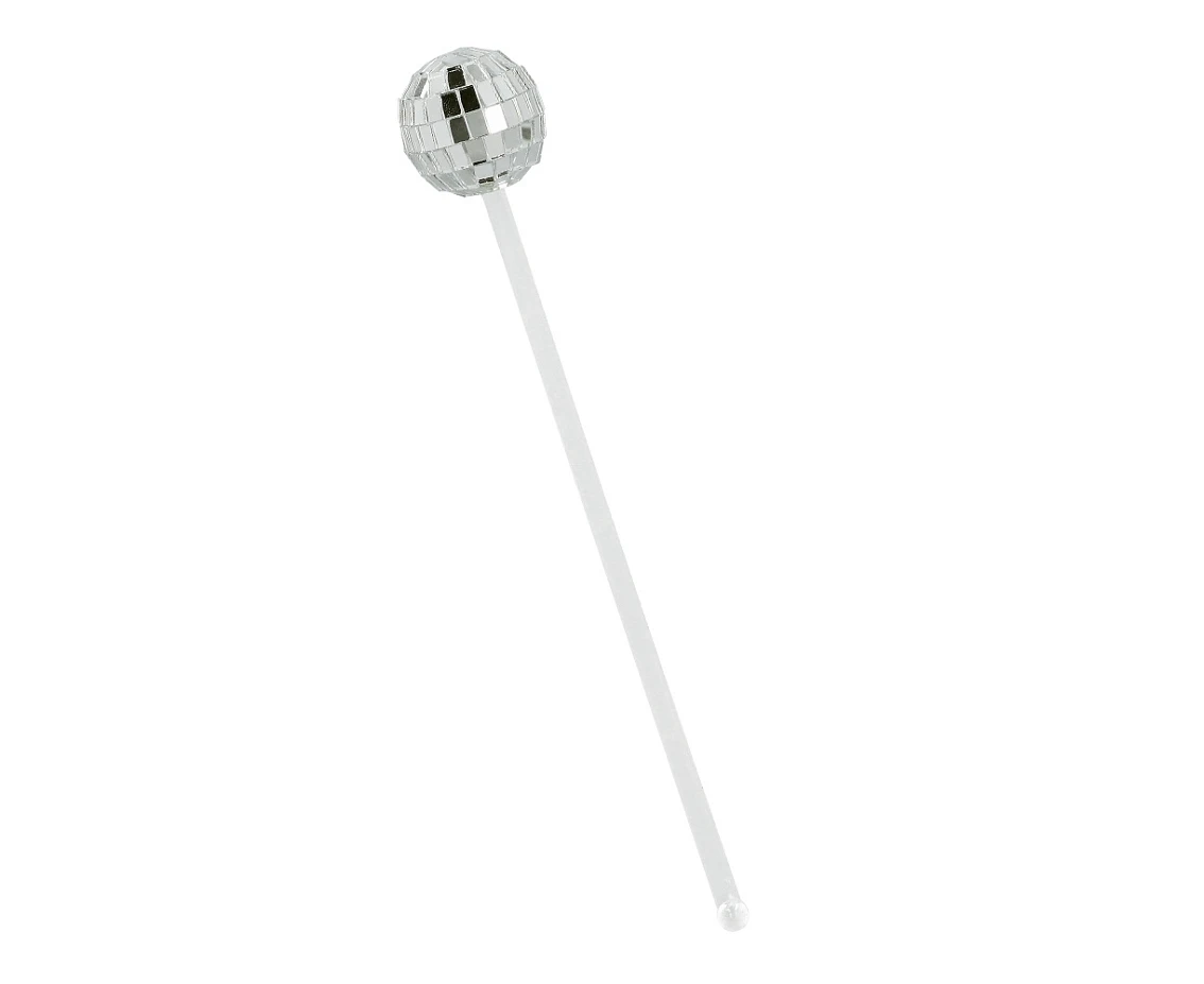 Mieszadełko srebrne kule disco 20 cm, 6 szt.