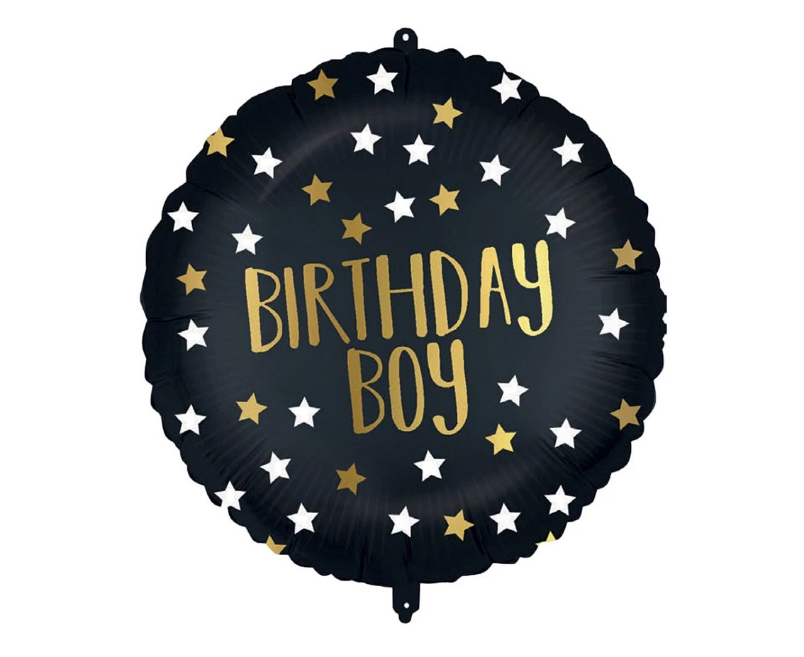 Balon foliowy 18" Black-Gold Birthday Boy Decorata