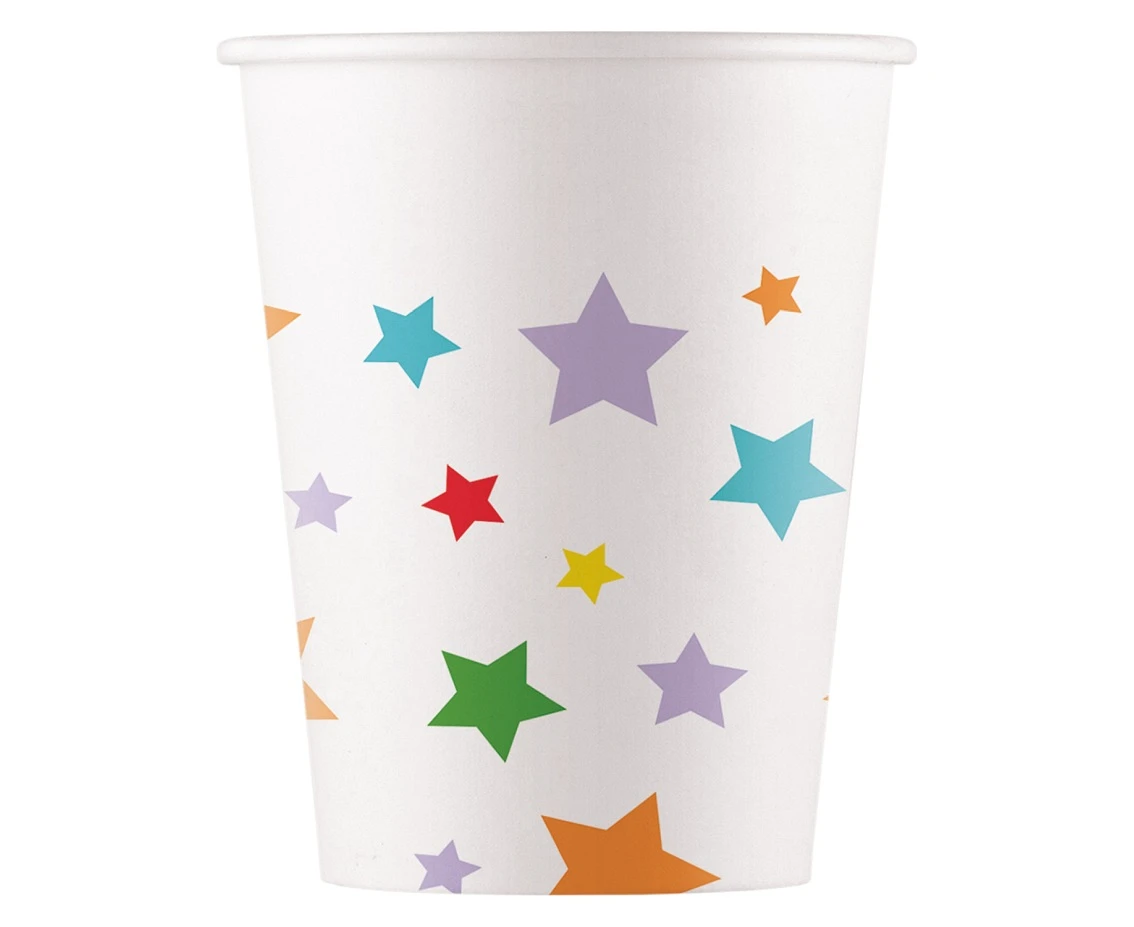 Kubeczki papierowe Multicolor Bright Stars, FSC, 200ml, 8 szt.